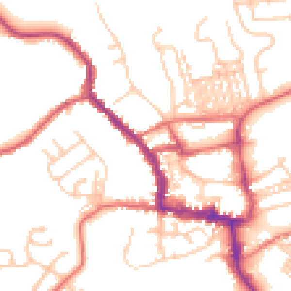 Daytime road noise heatmap for NE61 1BQ