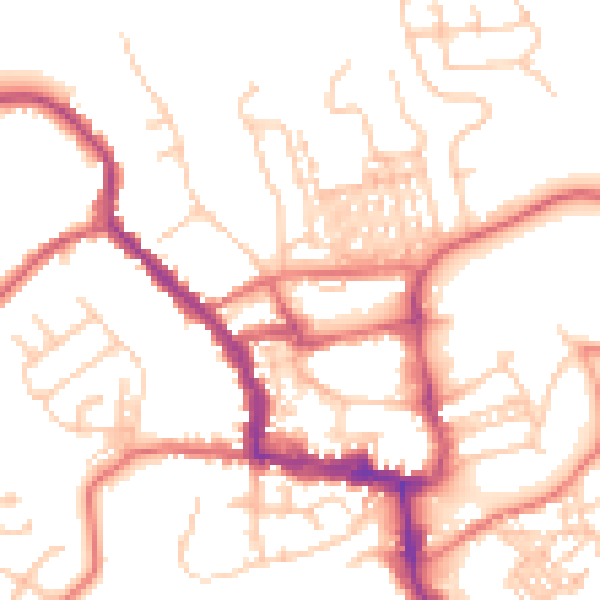 Daytime road noise heatmap for NE61 1BW