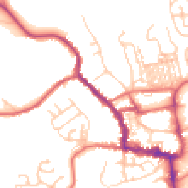 Daytime road noise heatmap for NE61 1BX