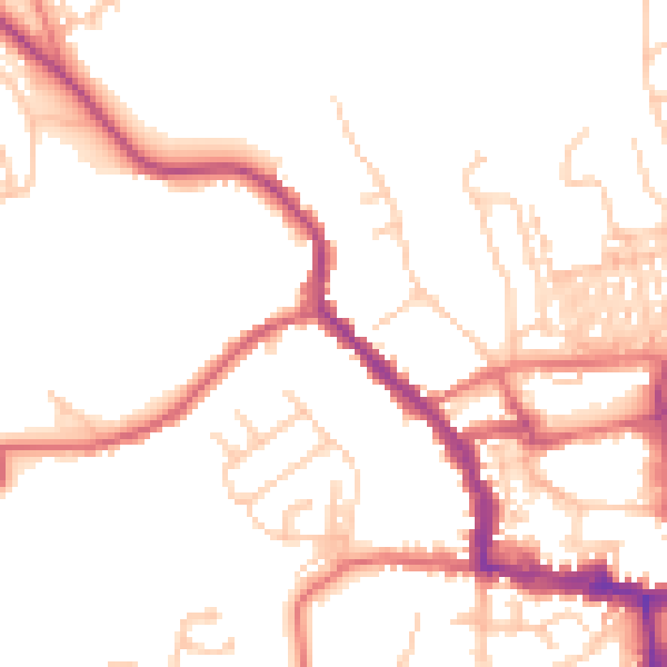 Daytime road noise heatmap for NE61 1BZ