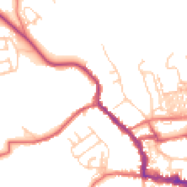 Daytime road noise heatmap for NE61 1DQ