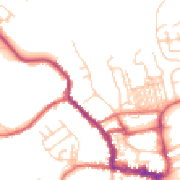 Daytime road noise heatmap for NE61 1DU