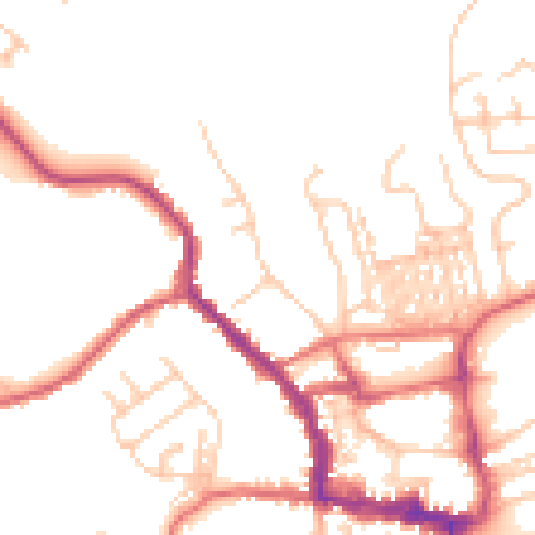 Daytime road noise heatmap for NE61 1DX