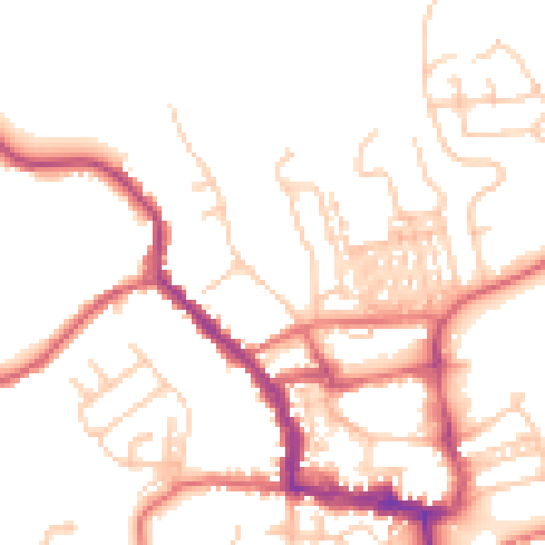 Daytime road noise heatmap for NE61 1DZ