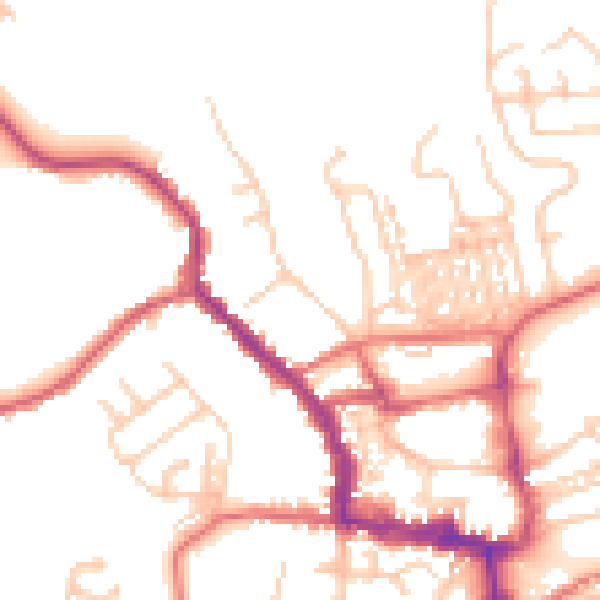 Daytime road noise heatmap for NE61 1EA