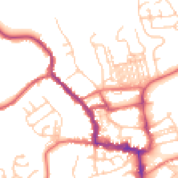 Daytime road noise heatmap for NE61 1EB
