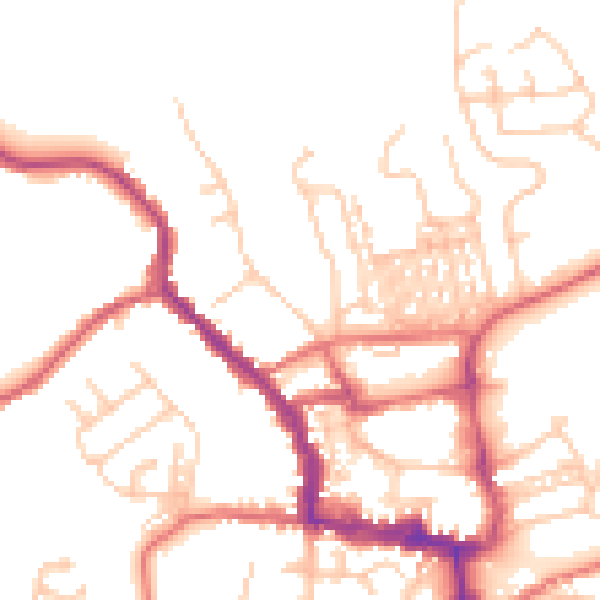 Daytime road noise heatmap for NE61 1ED