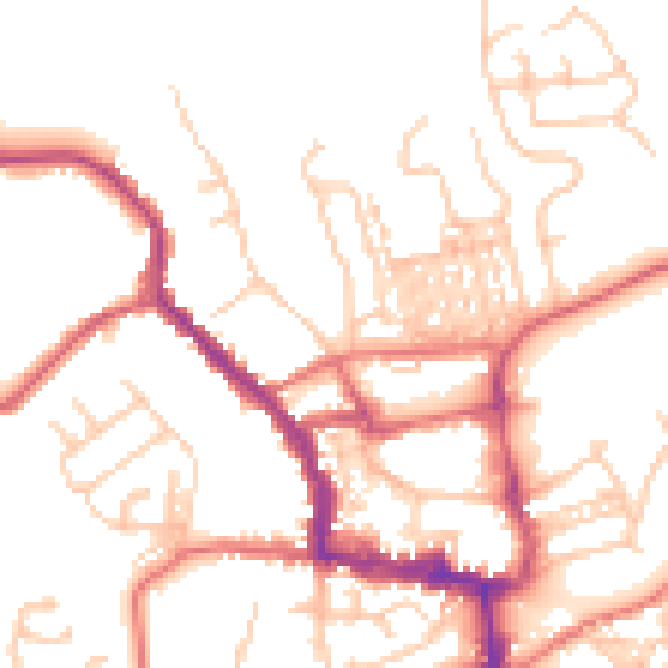 Daytime road noise heatmap for NE61 1EE