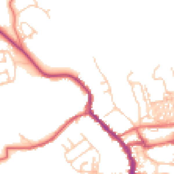 Daytime road noise heatmap for NE61 1EL