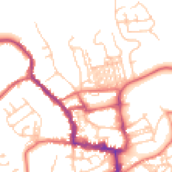 Daytime road noise heatmap for NE61 1EQ