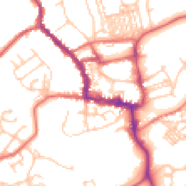 Daytime road noise heatmap for NE61 1HG