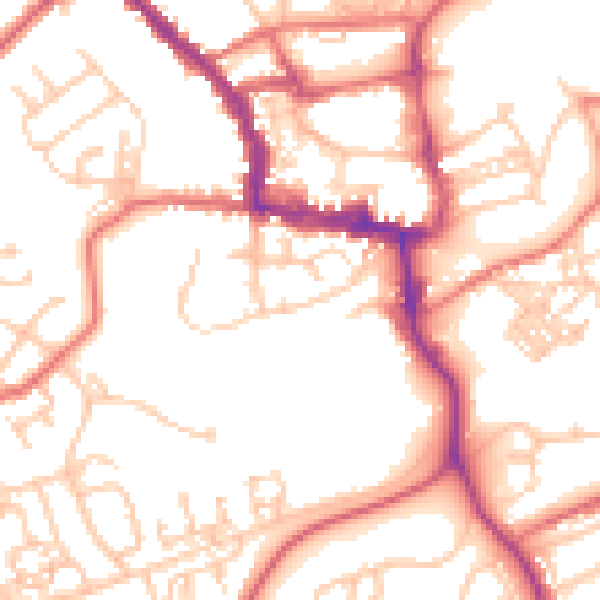 Daytime road noise heatmap for NE61 1LW