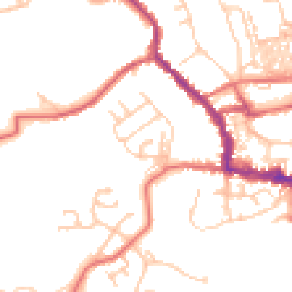 Daytime road noise heatmap for NE61 1QP