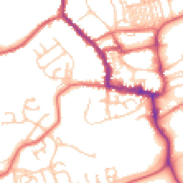 Daytime road noise heatmap for NE61 1QQ