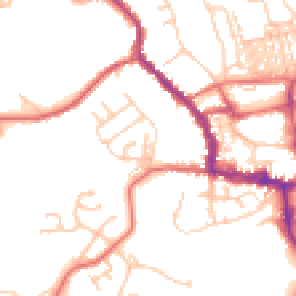 Daytime road noise heatmap for NE61 1QR