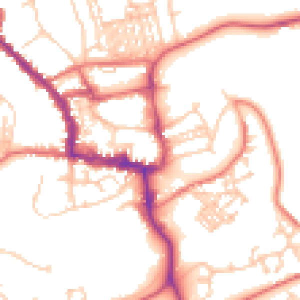 Daytime road noise heatmap for NE61 1SQ