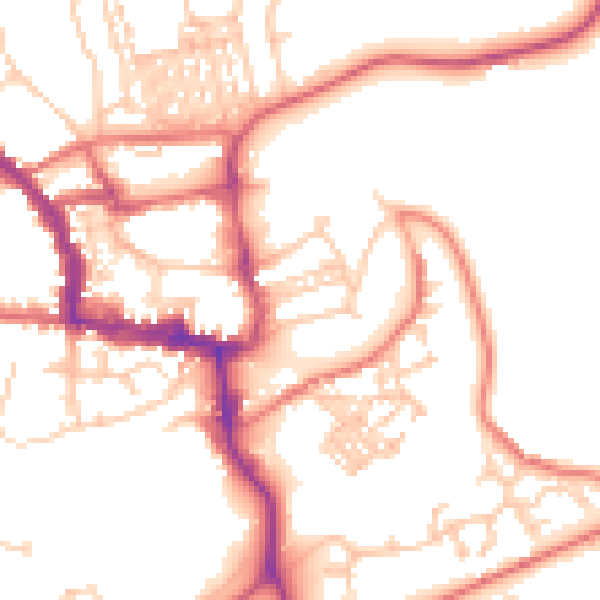 Daytime road noise heatmap for NE61 1TQ