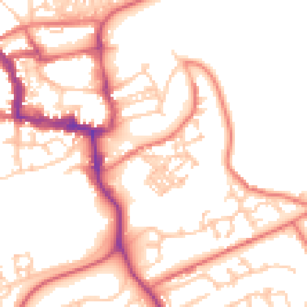 Daytime road noise heatmap for NE61 1TW