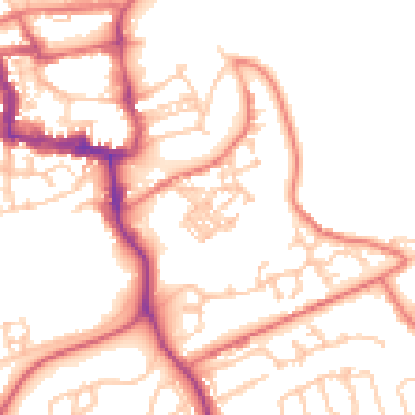Daytime road noise heatmap for NE61 1UJ