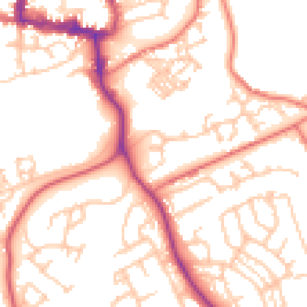 Daytime road noise heatmap for NE61 1XB
