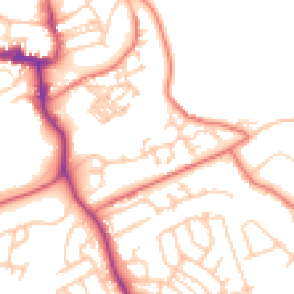 Daytime road noise heatmap for NE61 1XD