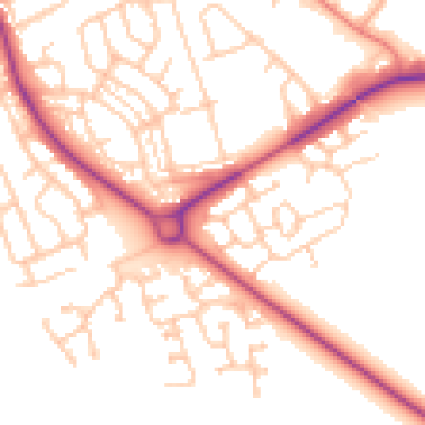 Daytime road noise heatmap for NE61 2BF