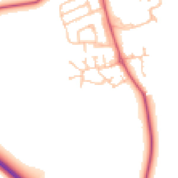 Daytime road noise heatmap for NE61 2FF