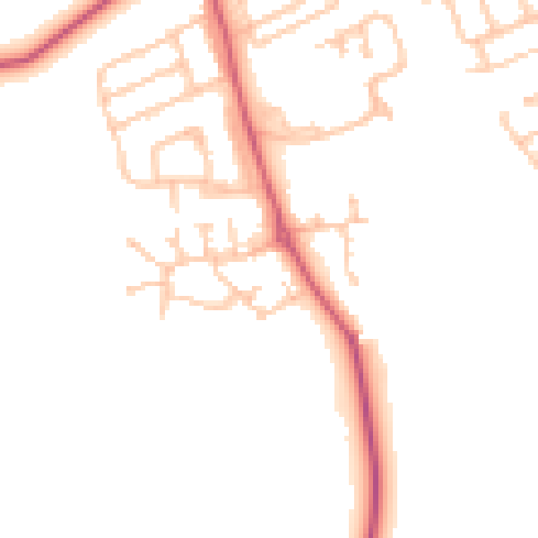 Daytime road noise heatmap for NE61 2FJ