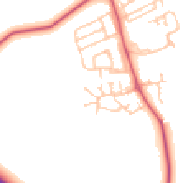 Daytime road noise heatmap for NE61 2FR