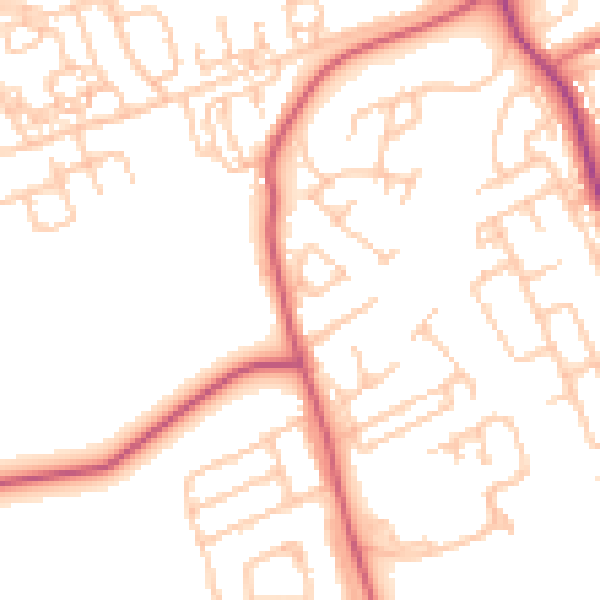 Daytime road noise heatmap for NE61 2GN