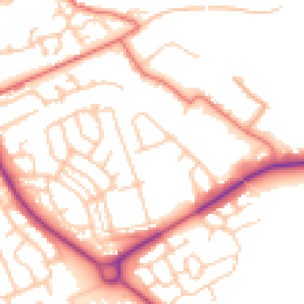 Daytime road noise heatmap for NE61 2HG