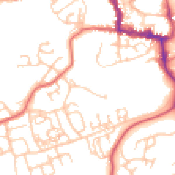 Daytime road noise heatmap for NE61 2LL