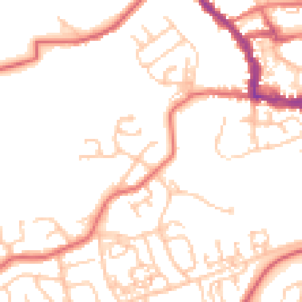 Daytime road noise heatmap for NE61 2LY