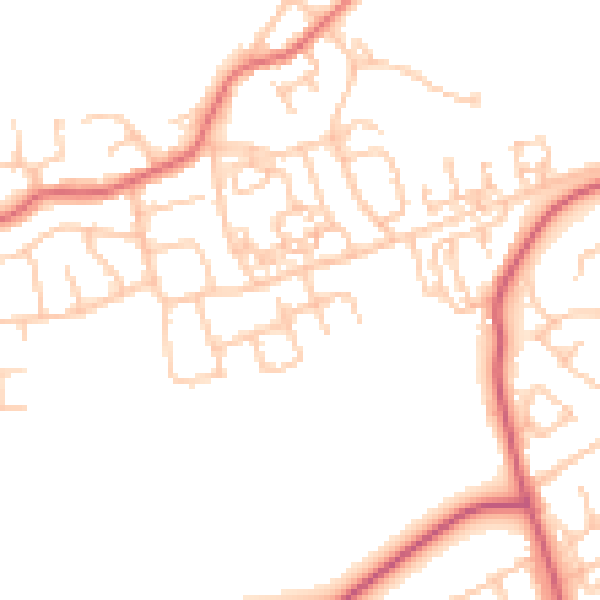 Daytime road noise heatmap for NE61 2RA
