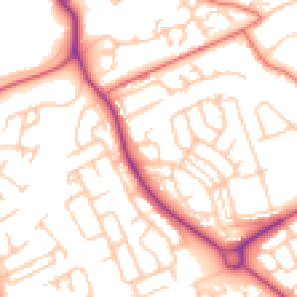 Daytime road noise heatmap for NE61 2RX