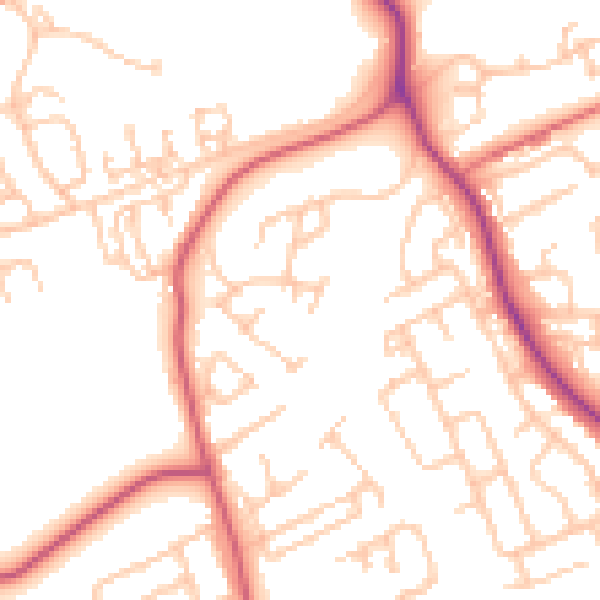 Daytime road noise heatmap for NE61 2SU