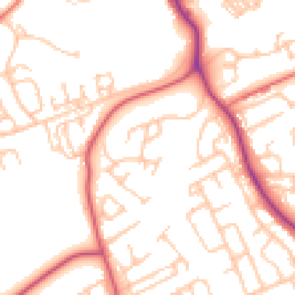 Daytime road noise heatmap for NE61 2SY