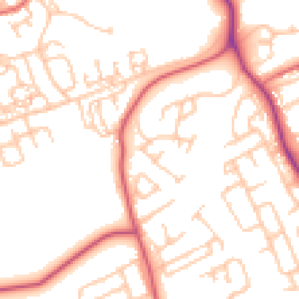 Daytime road noise heatmap for NE61 2SZ