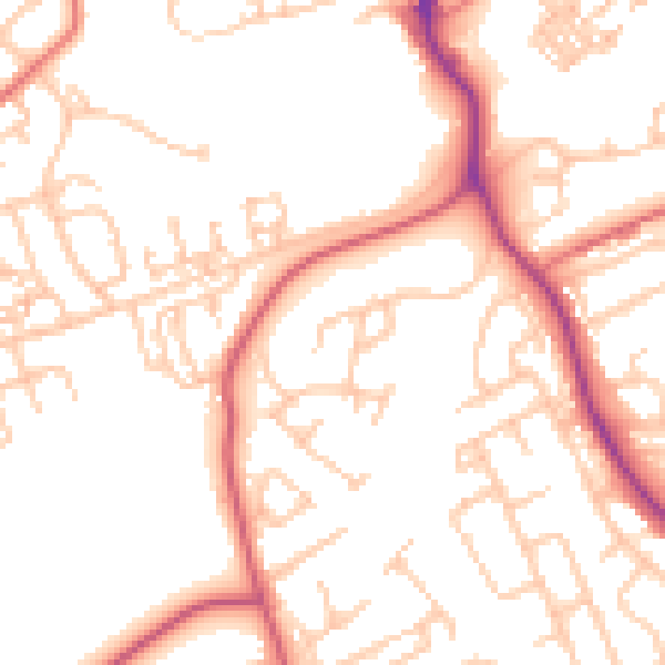 Daytime road noise heatmap for NE61 2TA
