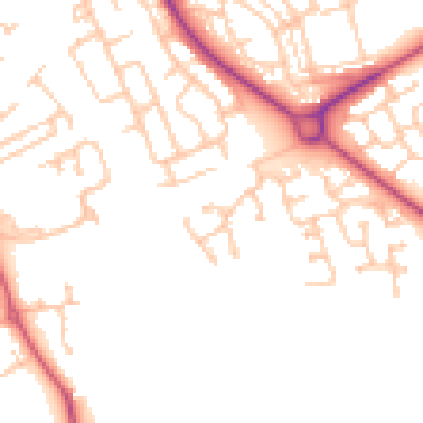 Daytime road noise heatmap for NE61 2TH