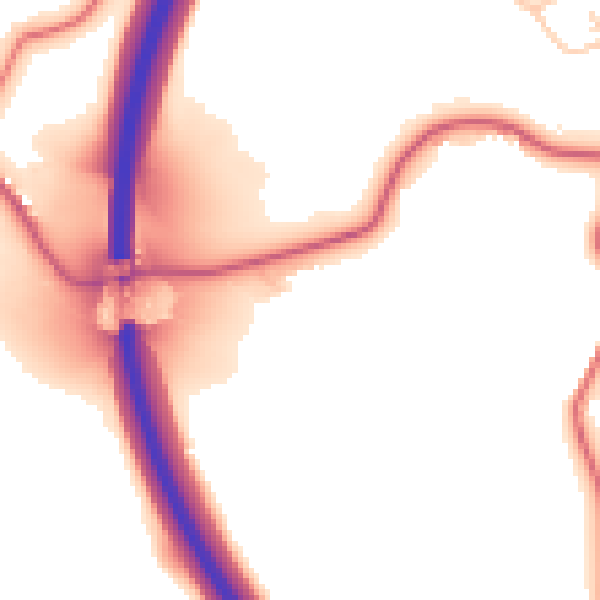 Daytime road noise heatmap for NE61 3FQ