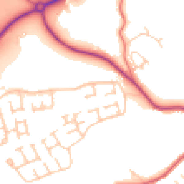 Daytime road noise heatmap for NE61 3RU