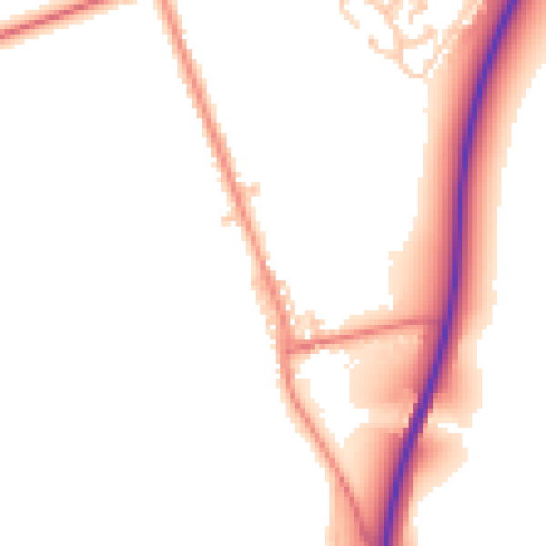 Daytime road noise heatmap for NE61 5AF