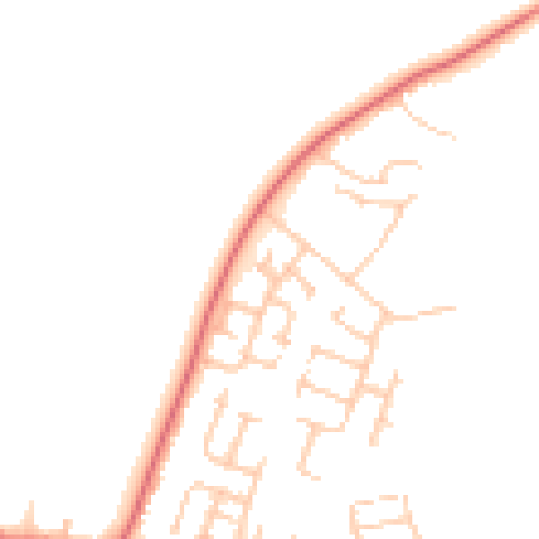 Daytime road noise heatmap for NE61 5EP