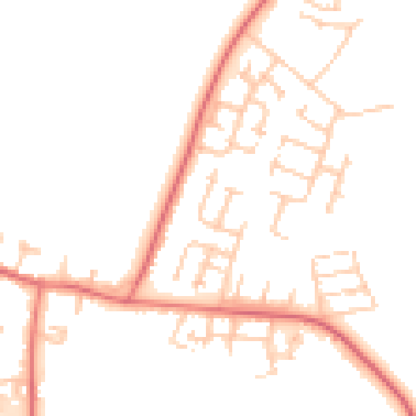 Daytime road noise heatmap for NE61 5EY