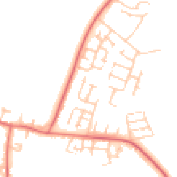 Daytime road noise heatmap for NE61 5EZ