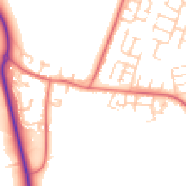 Daytime road noise heatmap for NE61 5HN