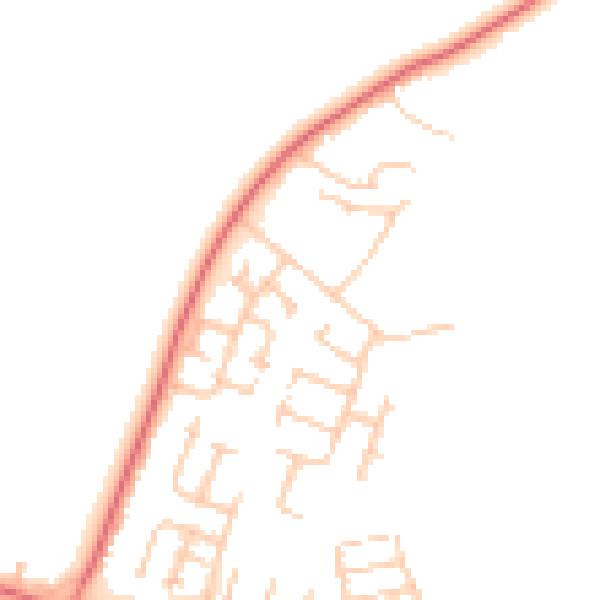 Daytime road noise heatmap for NE61 5LW