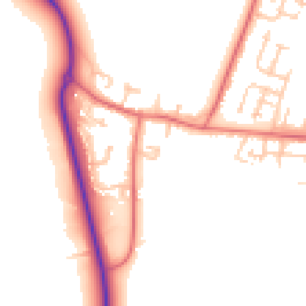 Daytime road noise heatmap for NE61 5PA