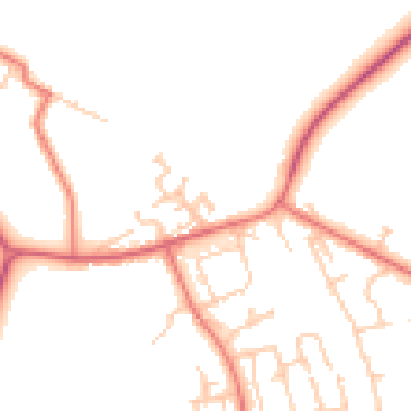 Daytime road noise heatmap for NE61 5PT